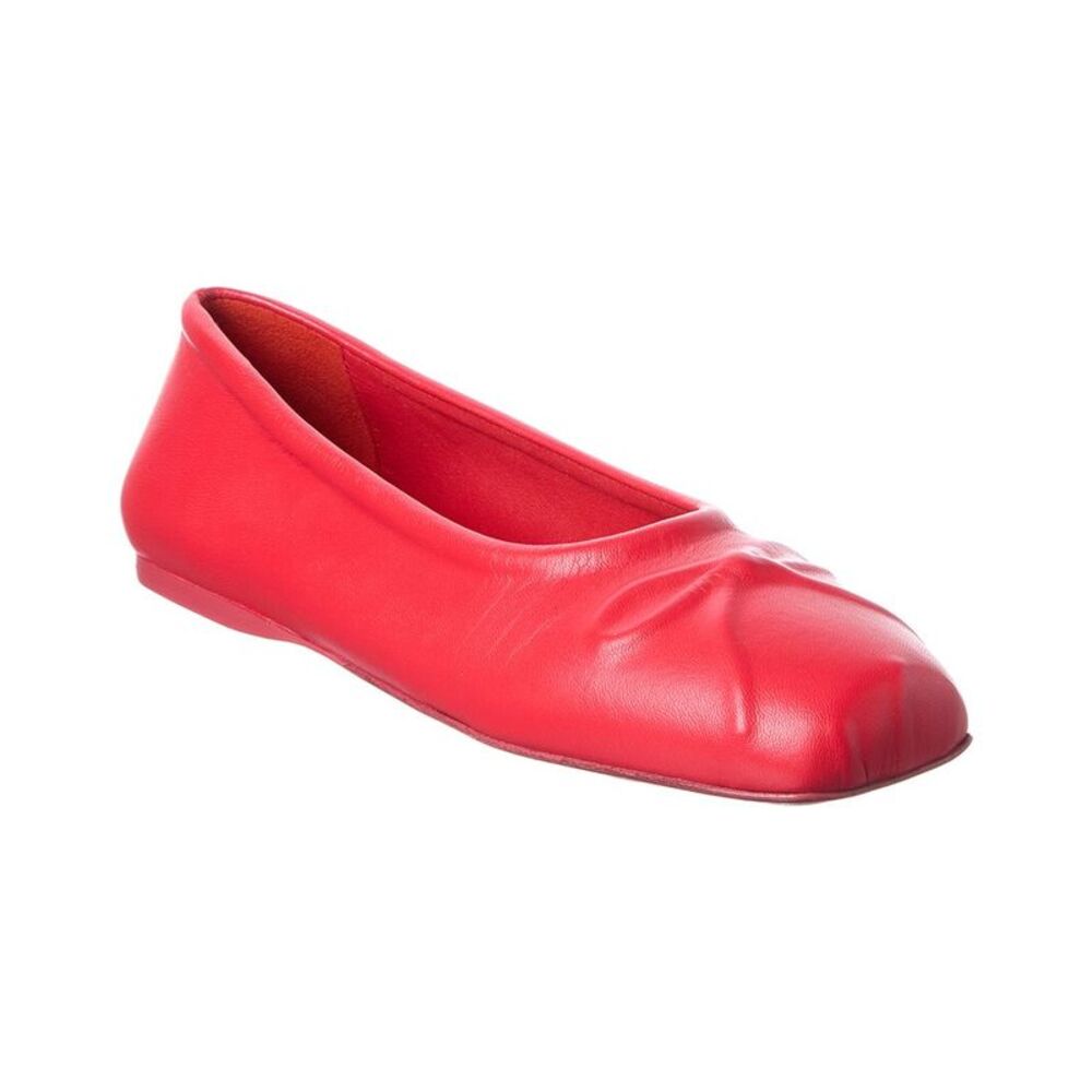 Marni Bow Leather Ballerina Flat, Red